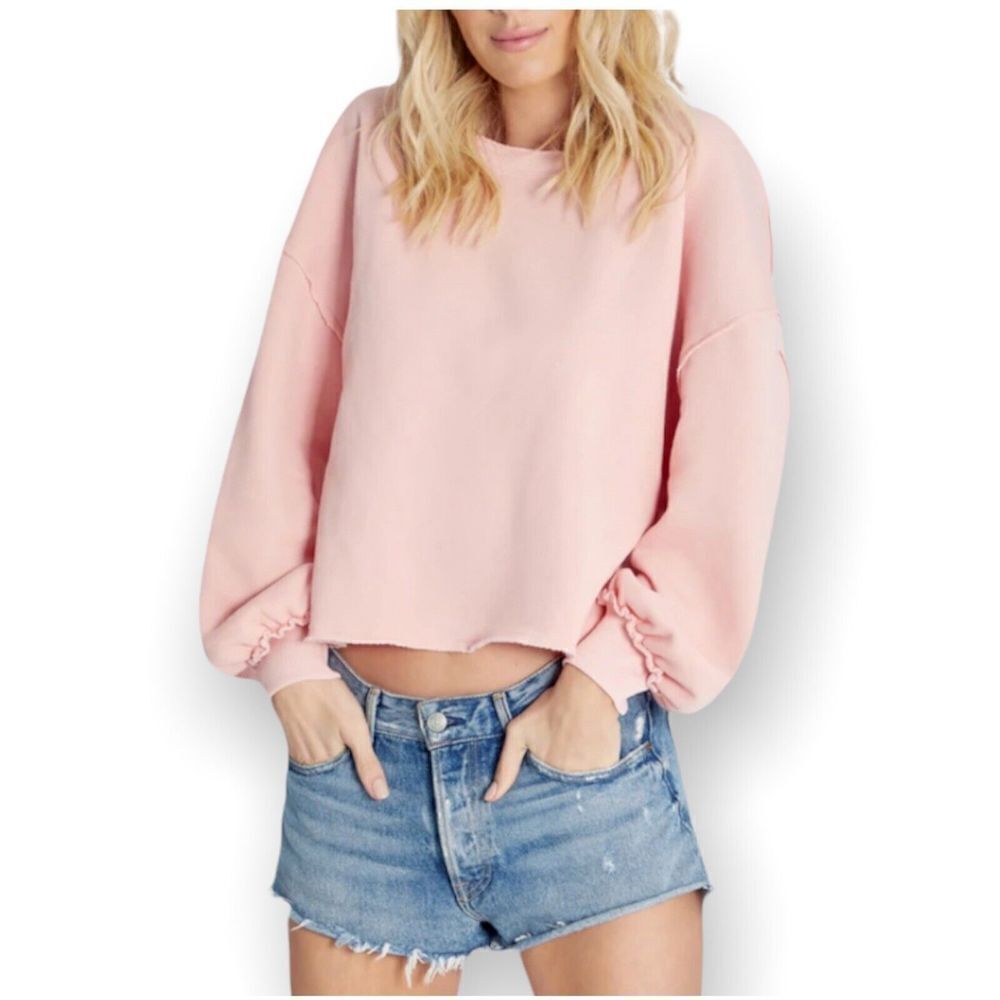 Wildfox Sweatshirt Womens M Pink Olivia‎ Dove Sleeve Lounge Pastel Spring